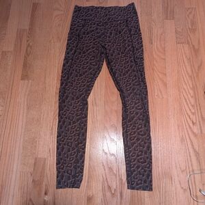 Pact Brand "Chocolate Leopard" Print Leggings w/ Side Pockets- Women's Sz Small